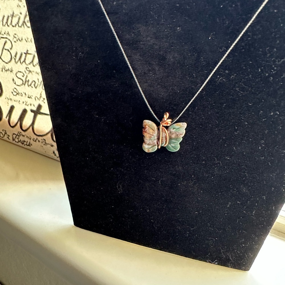 Butterfly Pendant Necklace 100% Copper Wire Wrapped Handmade with Love ☮️❤️🔆